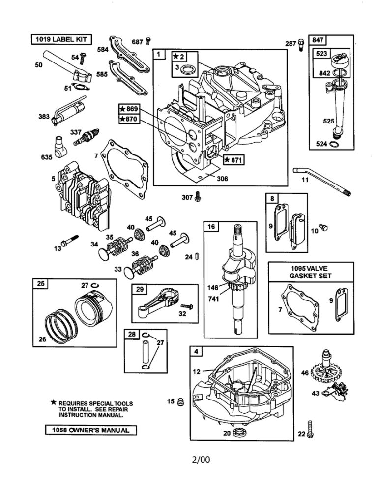 Cylinder Assembly Diagram and Parts List for 12H807-2692-B1  Briggs and Stratton Engine